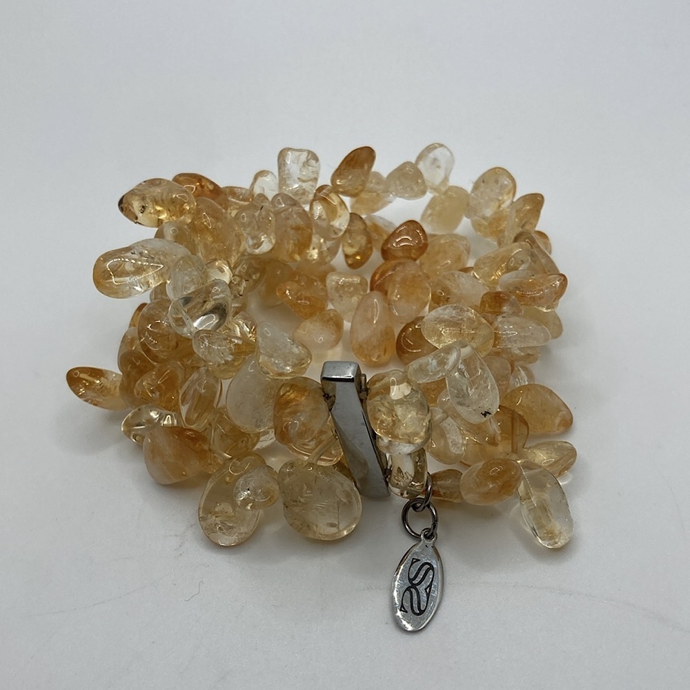 𝅺vtg Scamp & Scoundrel Citrine Stone Multi Strand Stretch Bracelet 7” - 8.5”